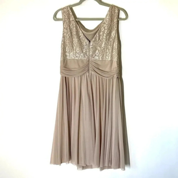 Jessica Howard Evenings Champagne Chiffon and Lace Formal Dress Size 14 - Picture 11 of 11